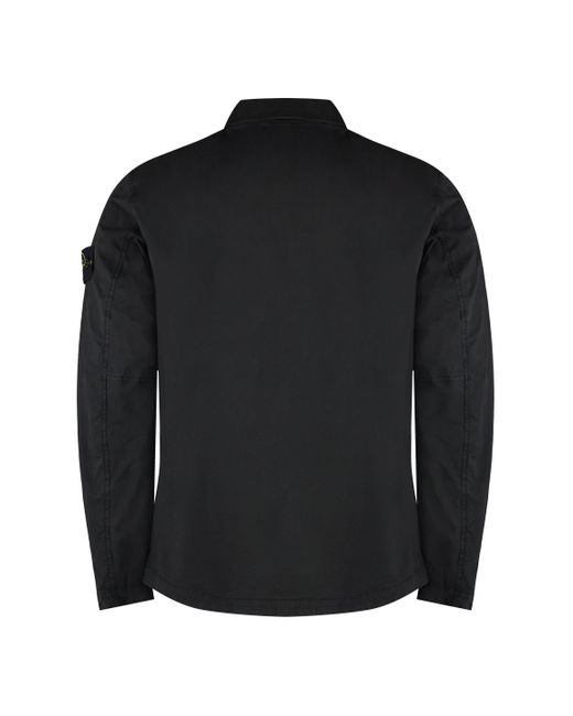 Stone Island Black Zippered Cotton Jacket for men