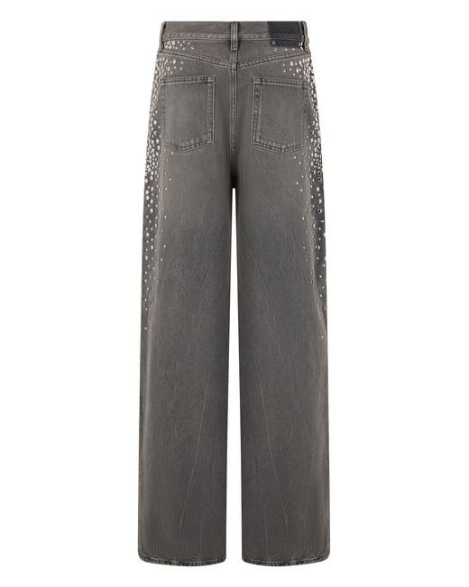 Golden Goose Deluxe Brand Gray Wide Leg Jeans With Studs