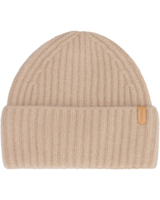 Vince Natural Ribbed Knit Wool Beanie Hat
