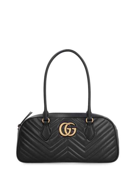 Gucci Black GG Marmont Medium Top Handle Bag