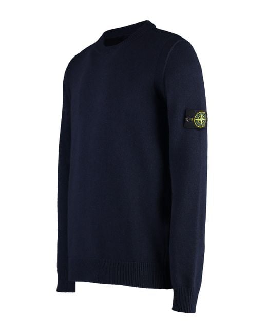 Stone Island Blue Logo Patch Sweater for men