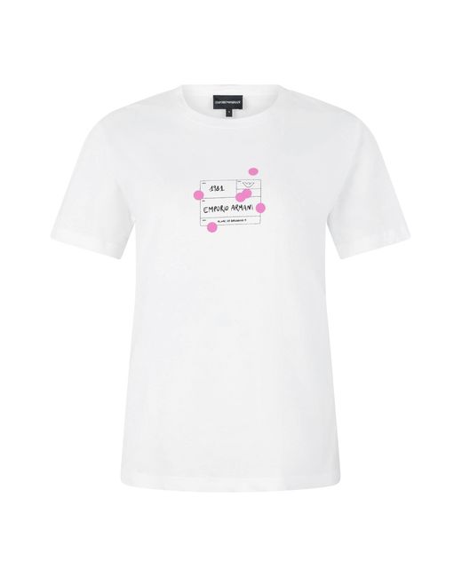 Emporio Armani White Cotton T-Shirt With Print