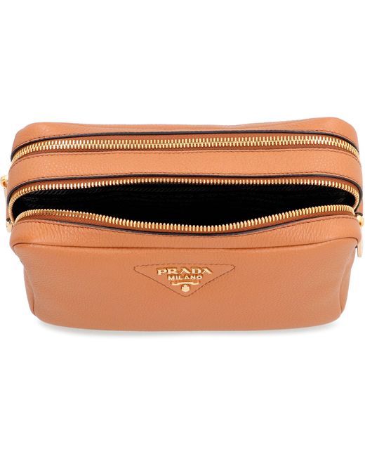 Borsa a tracolla small in pelle di Prada in Brown