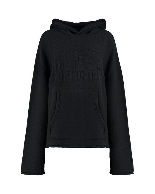 MM6 by Maison Margiela Black Number-Motif Knitted Hoodie