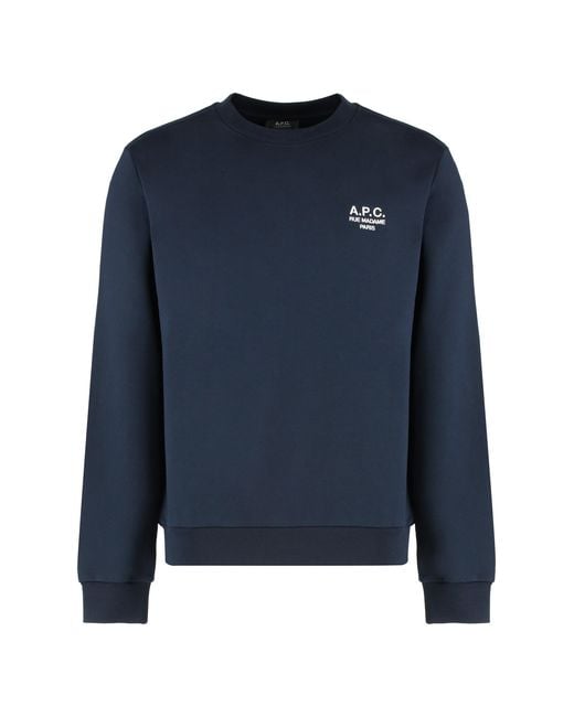 A.P.C. Blue Standard Rue Madame Cotton Crew-Neck Sweatshirt for men