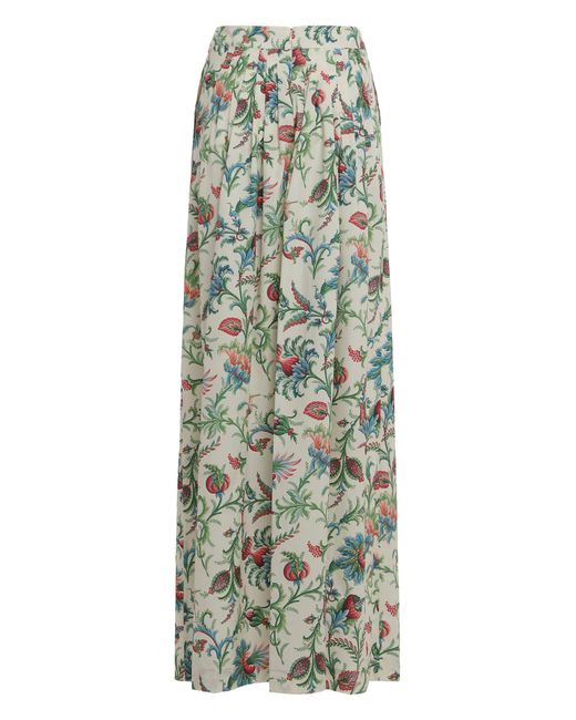 Etro Green Long Printed Skirt