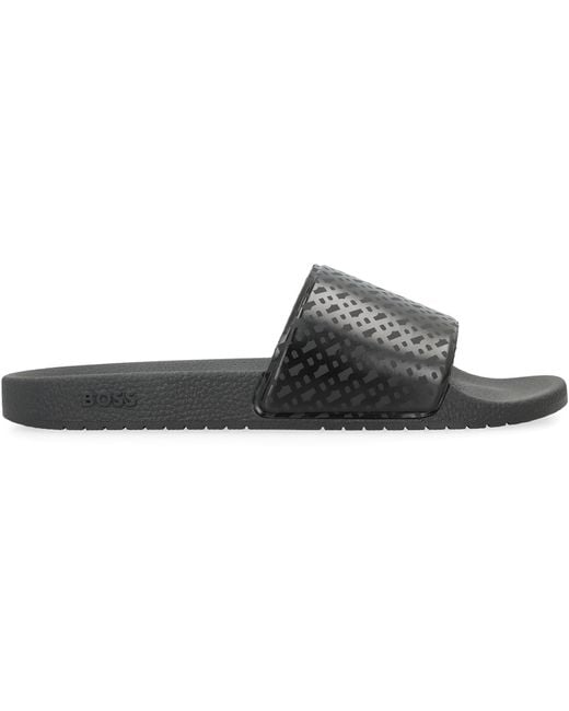 Boss Black Rubber Slides