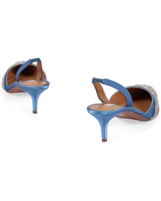 Aquazzura Blue 50Mm Gatsby Slingback Pumps