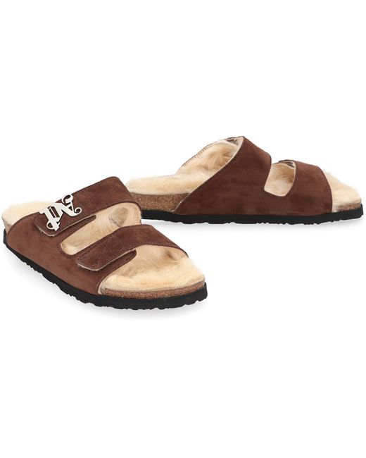 Palm Angels Brown Suede Sandals for men