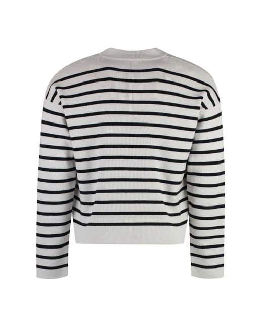 AMI Black Striped Crew-neck Sweater for men