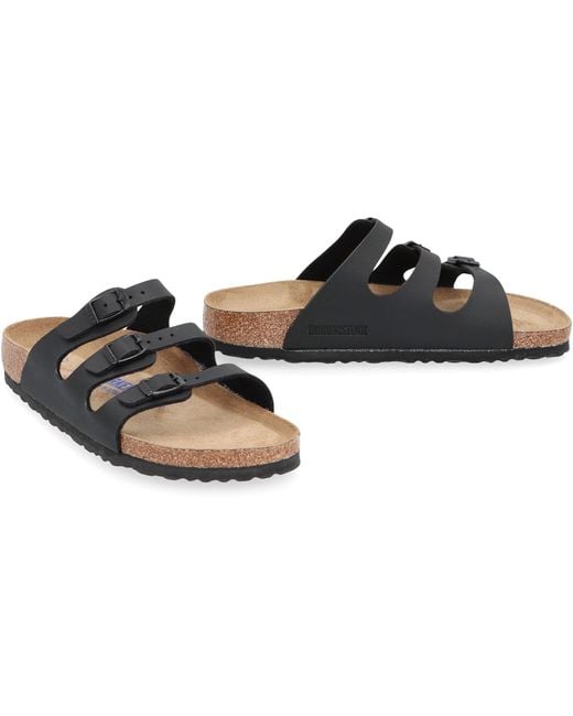 Birkenstock Black Florida Bs Leather Slides