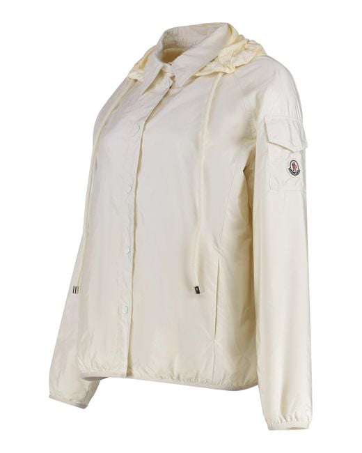 Moncler White Padded Jacket With Logo Patch