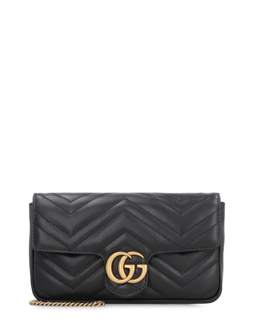 Gucci Gray GG Marmont Leather Mini Crossbody Bag