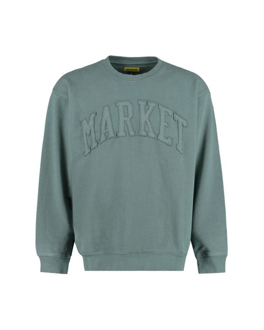 Market Green Cotton Crew-neck Sweatshirt for men