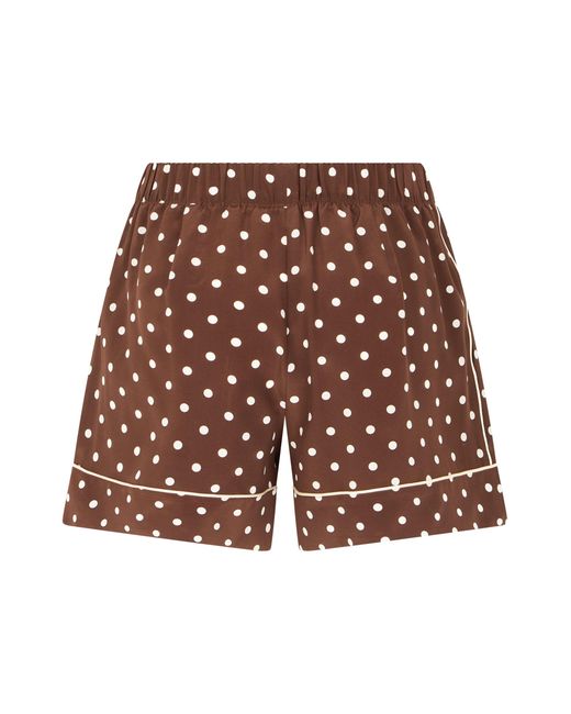 P.A.R.O.S.H. Red Short Silk Trousers With Polka Dots