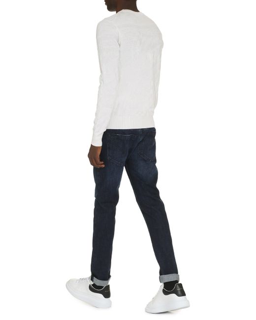 Dolce & Gabbana White Long Sleeve Crew-neck Sweater for men