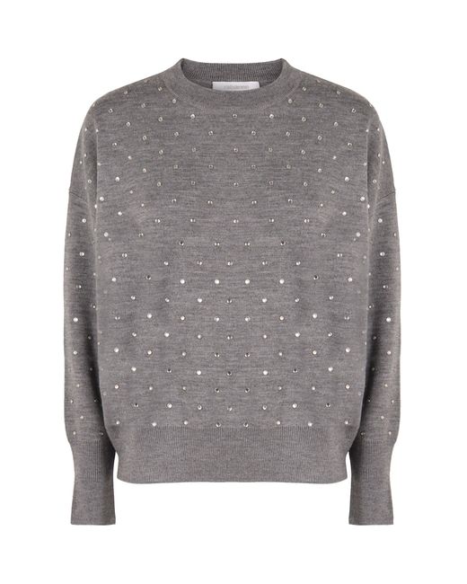 Rabanne Gray Crew-Neck Wool Sweater
