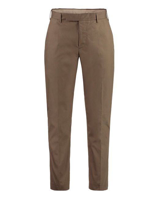 PT01 Brown Stretch Cotton Chino Trousers for men