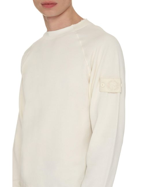 Stone Island White Cotton Crew-Neck Sweatshirt for men
