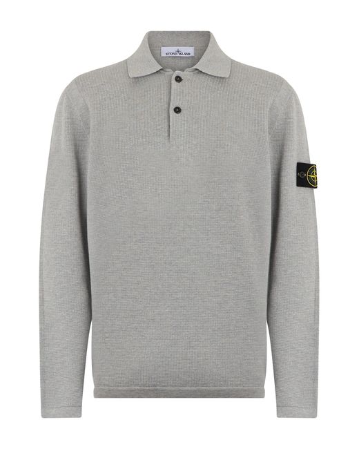 Stone Island Gray Polo Sweater for men