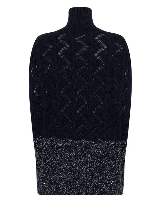 Fabiana Filippi Blue High-Collar Wool & Silk Cashmere Sweater