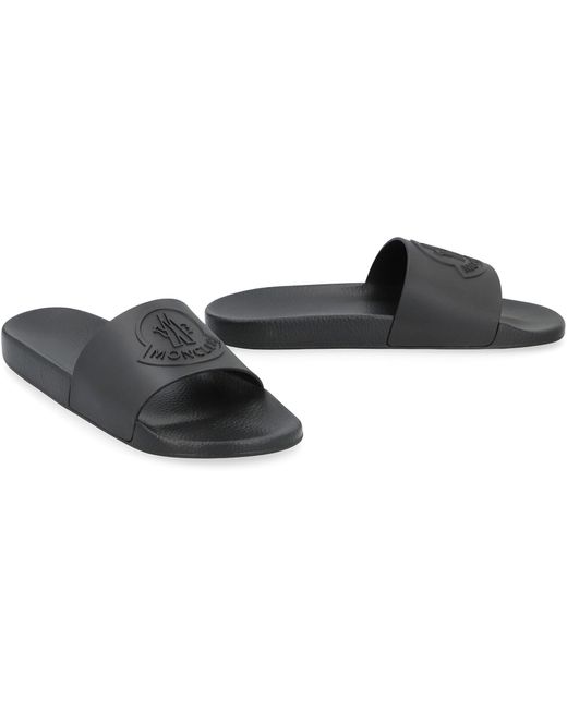 Slides Basile in gomma di Moncler in Black da Uomo