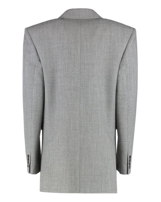 Saint Laurent Gray Double-Breasted Wool Jacket