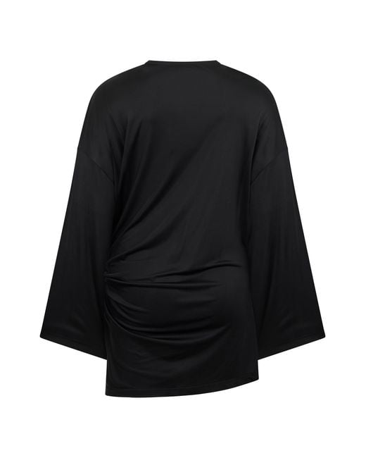The Attico Black Mini Dress With Wide Sleeves