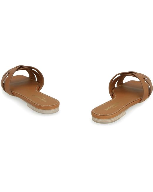 Saint Laurent Brown Tribute Leather Mules