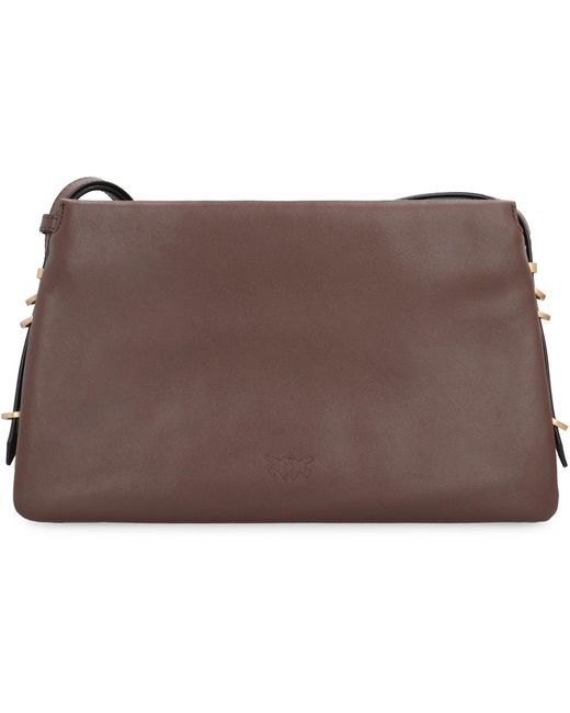Pinko Brown One, Two, Three Leather Crossbody Bag