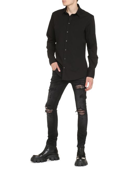 Dolce & Gabbana Black Classic Italian Collar Cotton Shirt for men