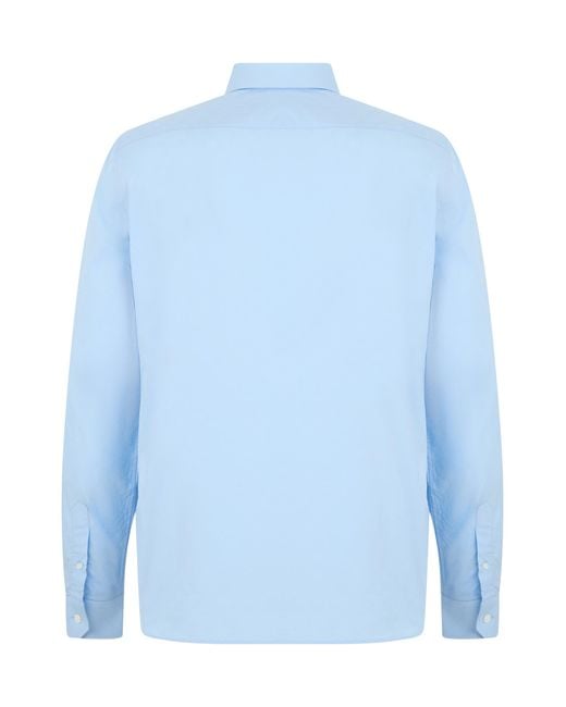 Gucci Blue Cotton Poplin Shirt for men