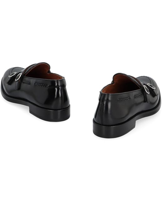 Doucal's Black Leather Monk-strap Shoes for men