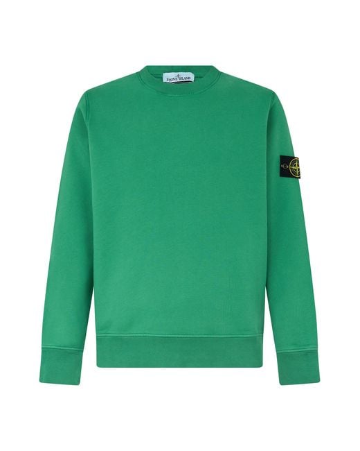 Stone Island Green Crew Neck Sweatshirt With Logo for men