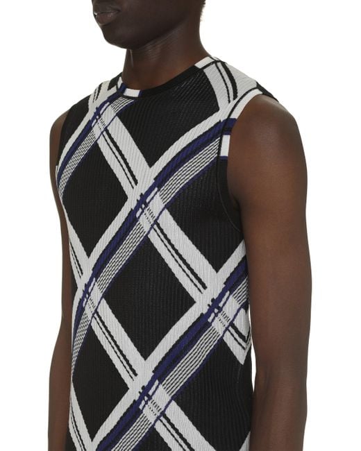 Burberry Luxurious Silk Ribbed Tank Top For in Black for Men Lyst UK