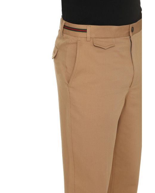 Pantaloni in cotone di Gucci in Natural da Uomo