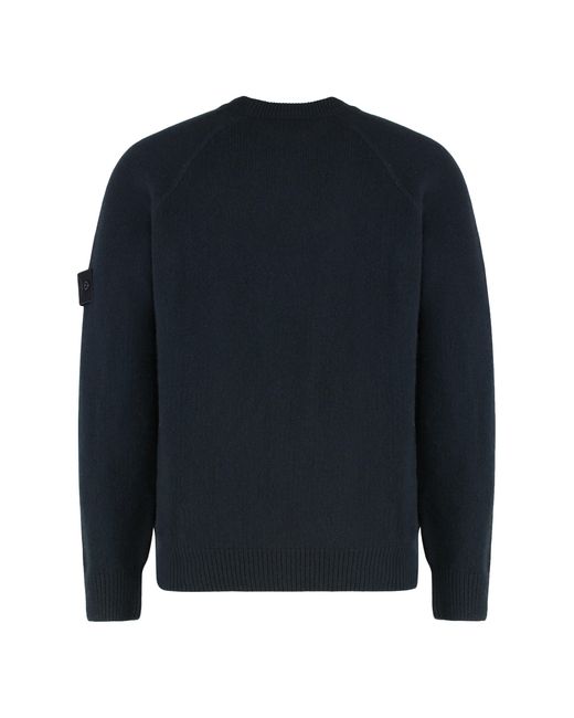 Stone Island Blue Sweater With Crew Neck for men