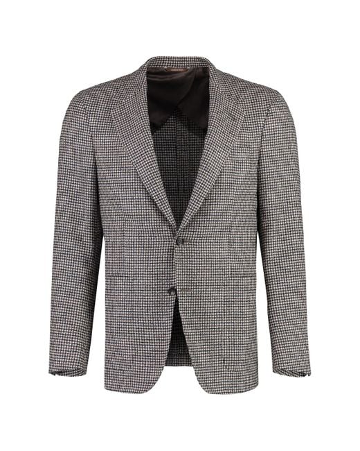 Canali Gray Houndstooth Wool Blazer for men
