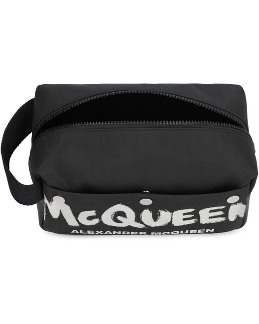 McQueen Black Nylon Pouch for men