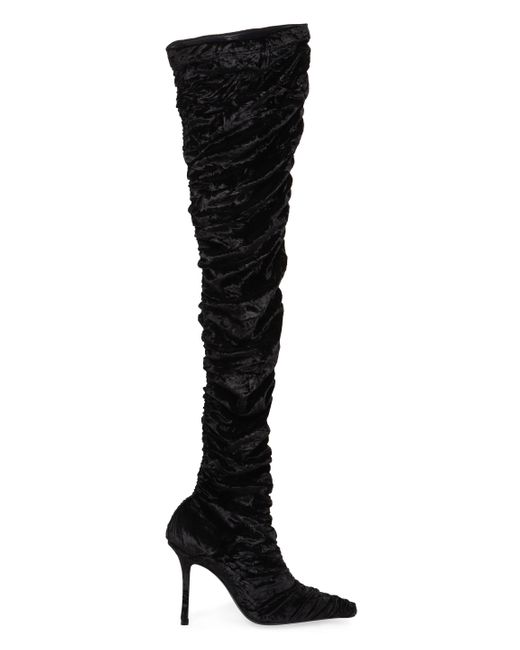 Jimmy Choo Black Lotta Velvet Boots