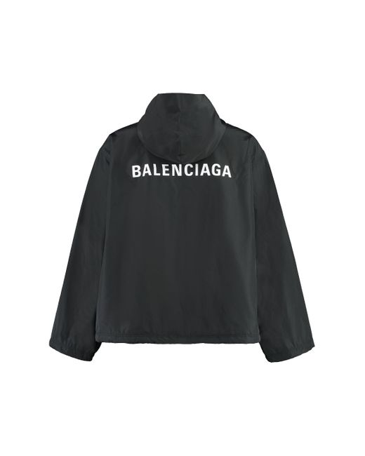 Balenciaga Black Technical Fabric Hooded Full-zip Jacket