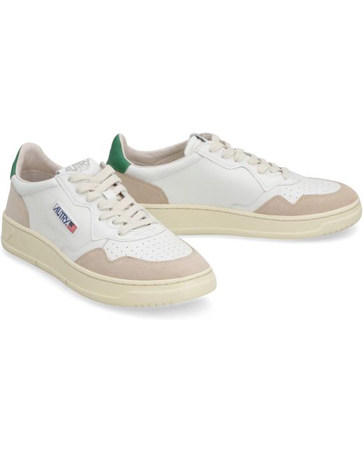 Autry White Medalist Leather Low-Top Sneakers for men