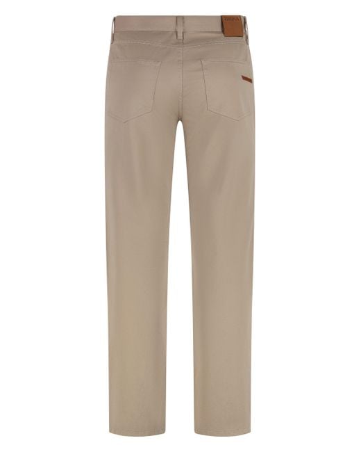 Pantaloni in cotone e seta di Zegna in Natural da Uomo