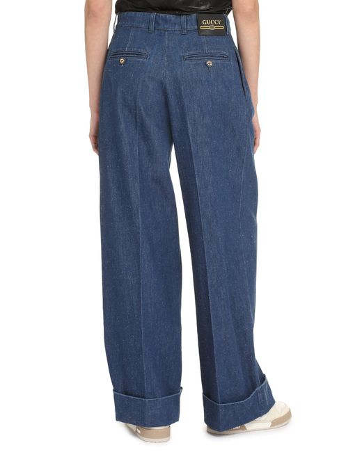 Gucci Blue Wide-Leg Jeans