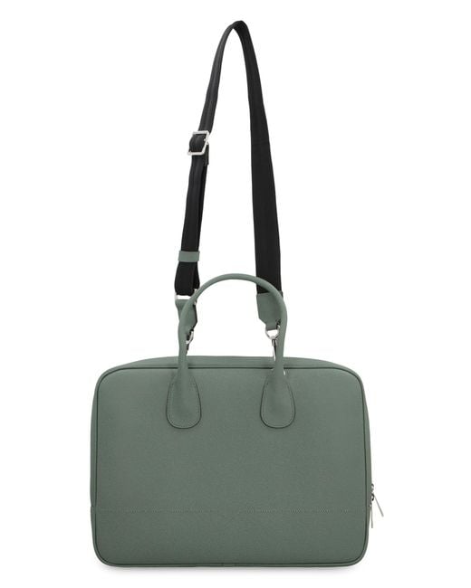 Valextra Green My Logo Leather Briefcase for men