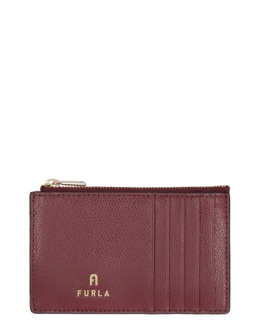 Portacarte Camelia in pelle martellata di Furla in Purple