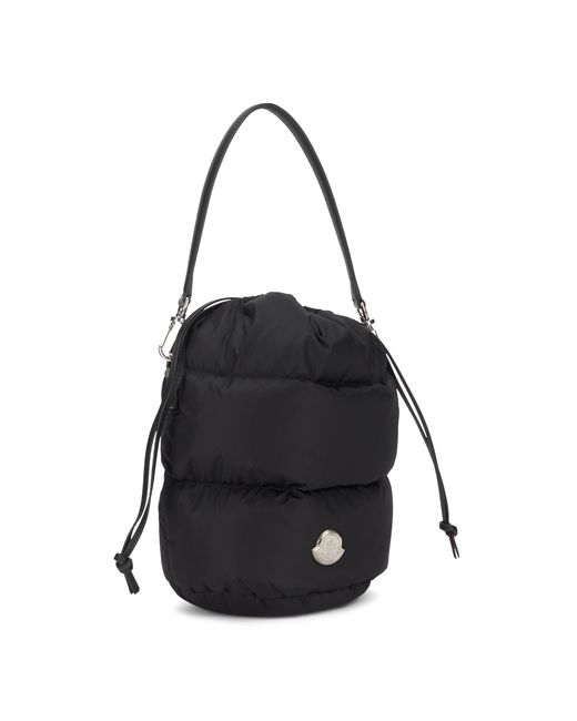 Moncler Black Mini Bucket Handbag With Drawstring Closure
