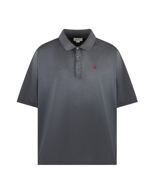 McQueen Gray Short Sleeve Cotton Polo Shirt for men