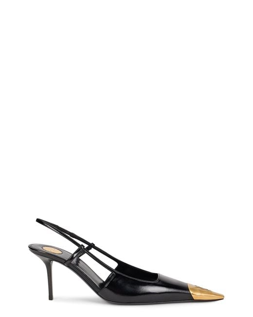 Saint Laurent Black Pointed Slingback Stiletto Heels