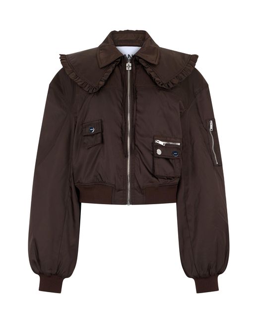 Ganni Brown Bomber Jacket
